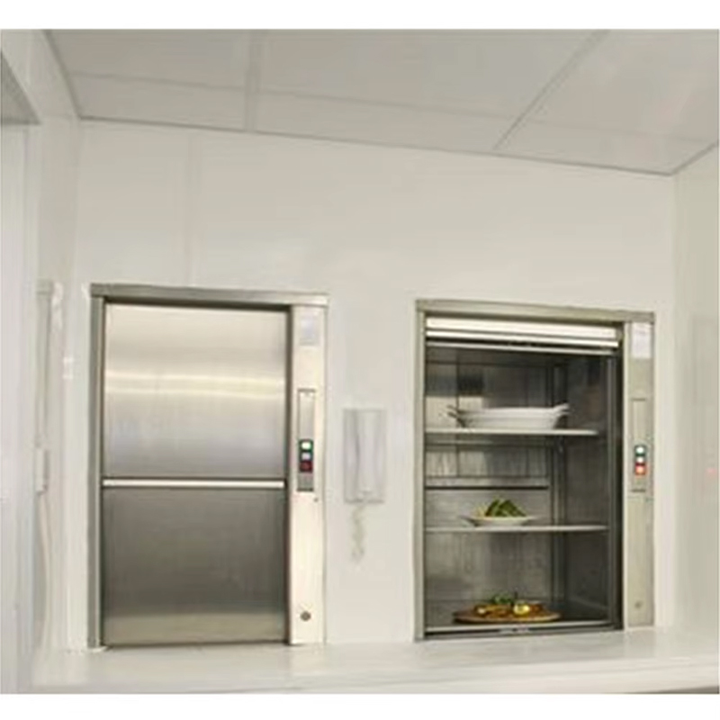 VTEF110 Restaurant Service Food Elevator Automatic Door Gearless Traction AC Drive PVC Floor Durable Tutus pro Hotels Villas Kitchens