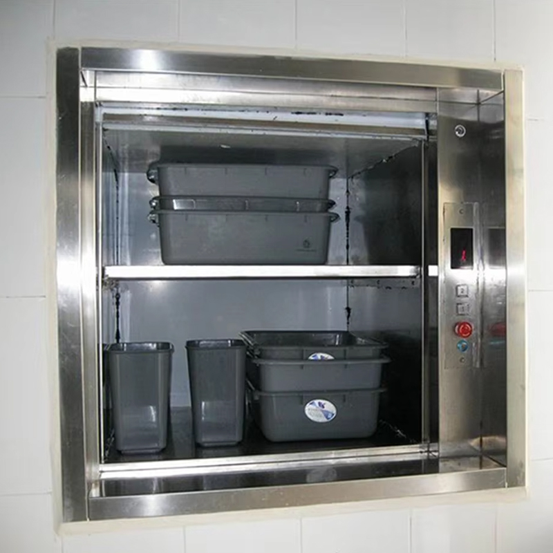 VTEF110 Restaurant Service Food Elevator Automatic Door Gearless Traction AC Drive PVC Floor Durable Tutus pro Hotels Villas Kitchens